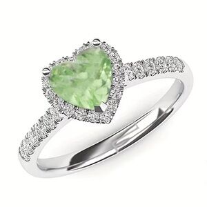 Adjustable cubic zirconia Silver Heart Ring